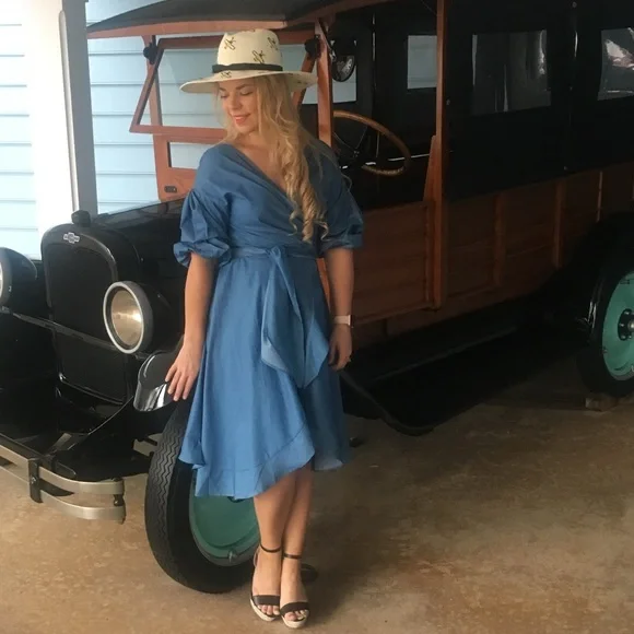 denim dress fast shipping Denim outstitch midi dress